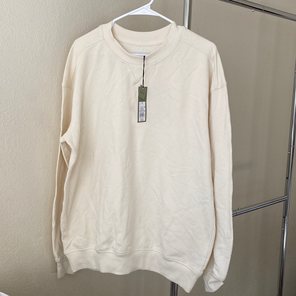 Relaxed white sand color crewneck